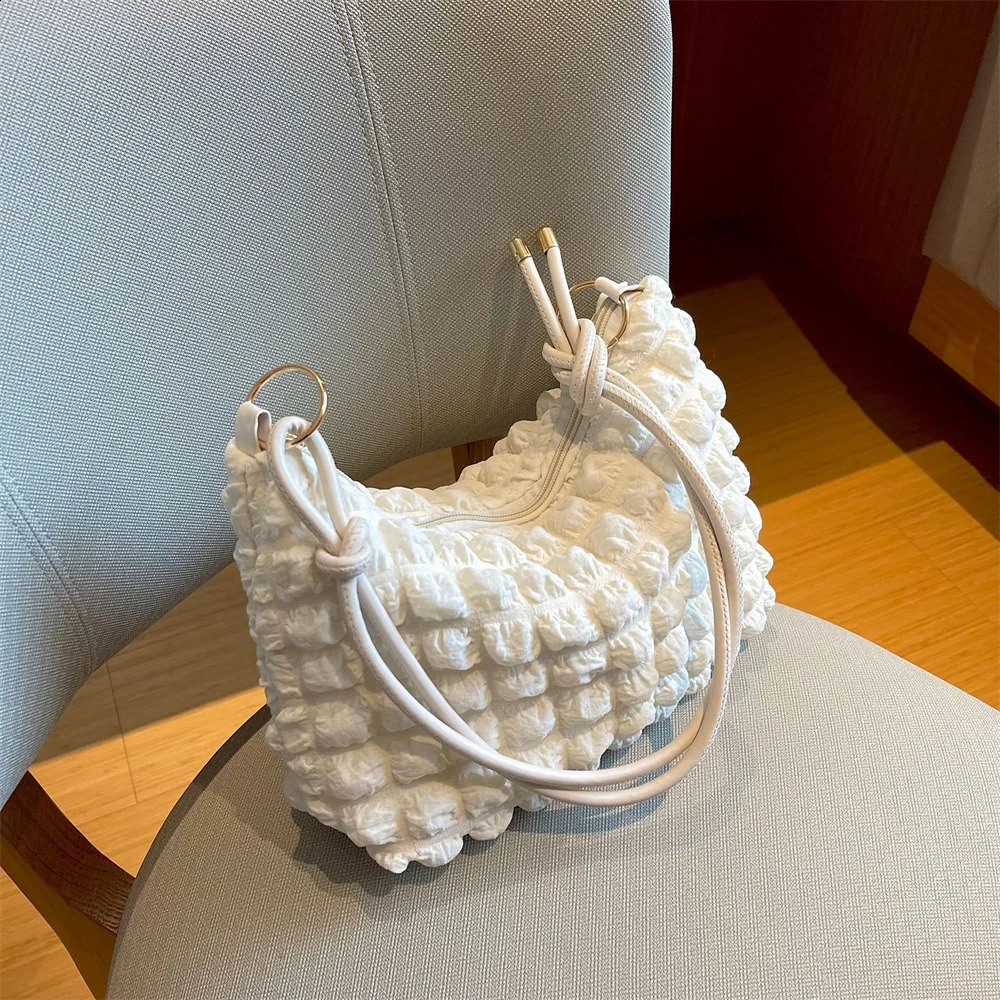 Quilted Padded Shoulder Bag Pleated Bubbles Cloud Large Capacity Handbag Tote Bags Bucket Ruched Handbags 250106