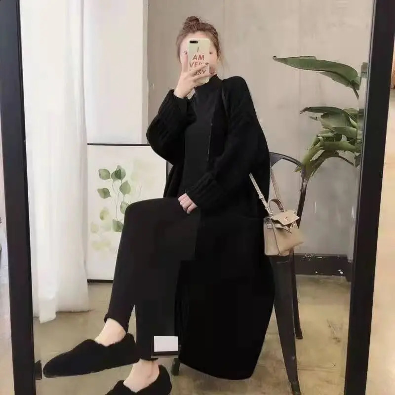Sweater Cardigan Female Korean Spring and Autumn Sweater Coat Women Loose Medium Length Versatile Knitted Cardigan 250106