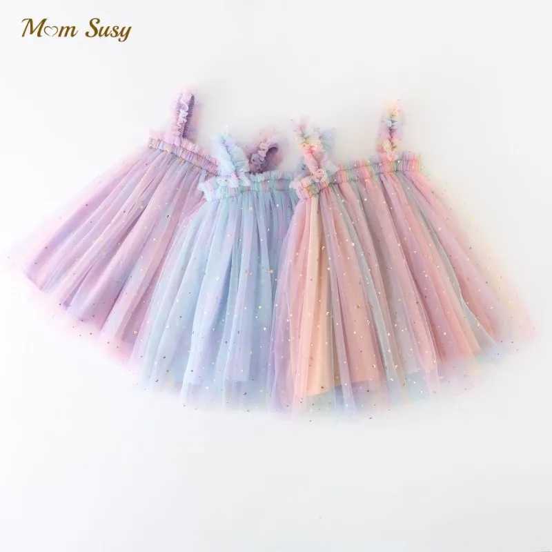 Fashionable baby girl princess with Tutu dress baby toddler sparkling chiffon Vestido birthday party Pageant baby clothing 1-7Y W250111