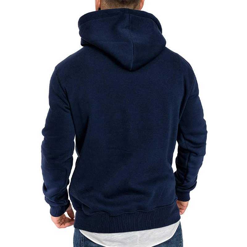 New spring and autumn streetwear fashion mens solid color hooded sweatshirt casual loose wool jacket W250110