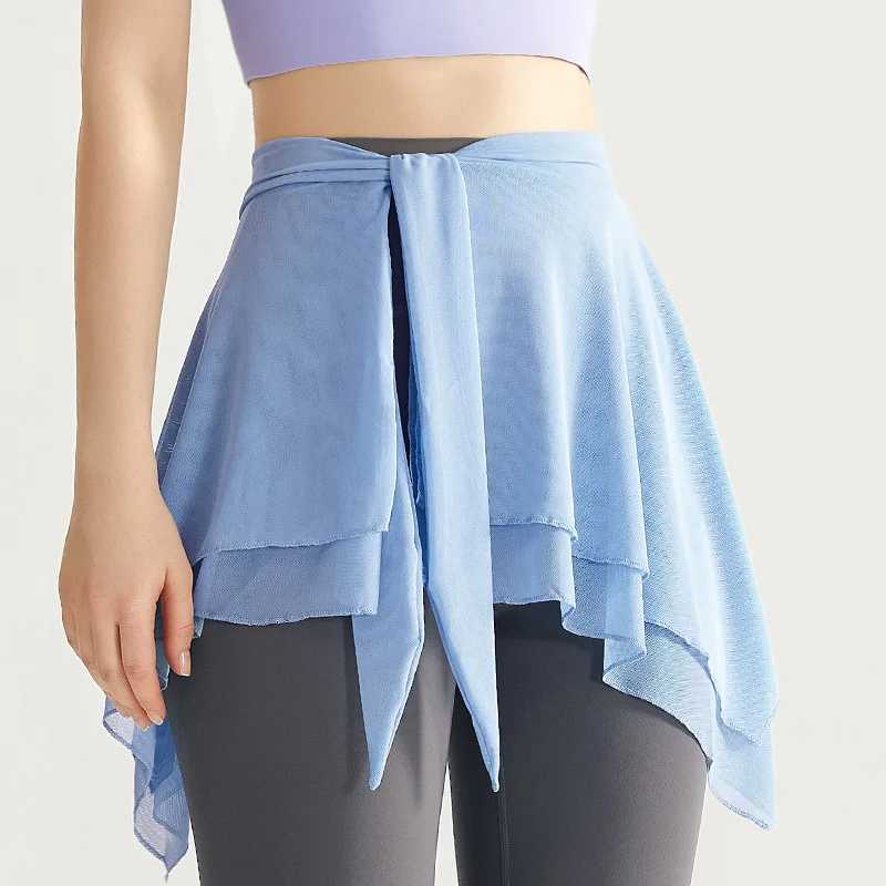 Mesh Yoga Piece Skirt Anti-slip Women Gym Yoga Fitness Extended Lace-up Design Outdoor Training Mesh Skirt Cover ButtockXJ250111