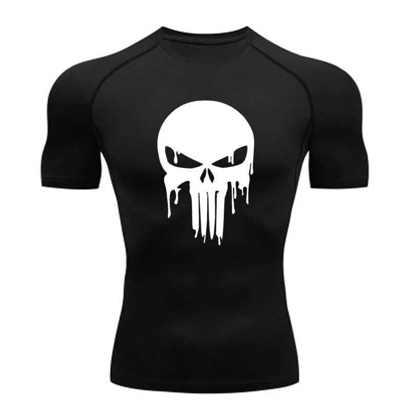 Summer sports top mens running T-shirt skeleton fitness short sleeved quick drying compression T-shirt W250111