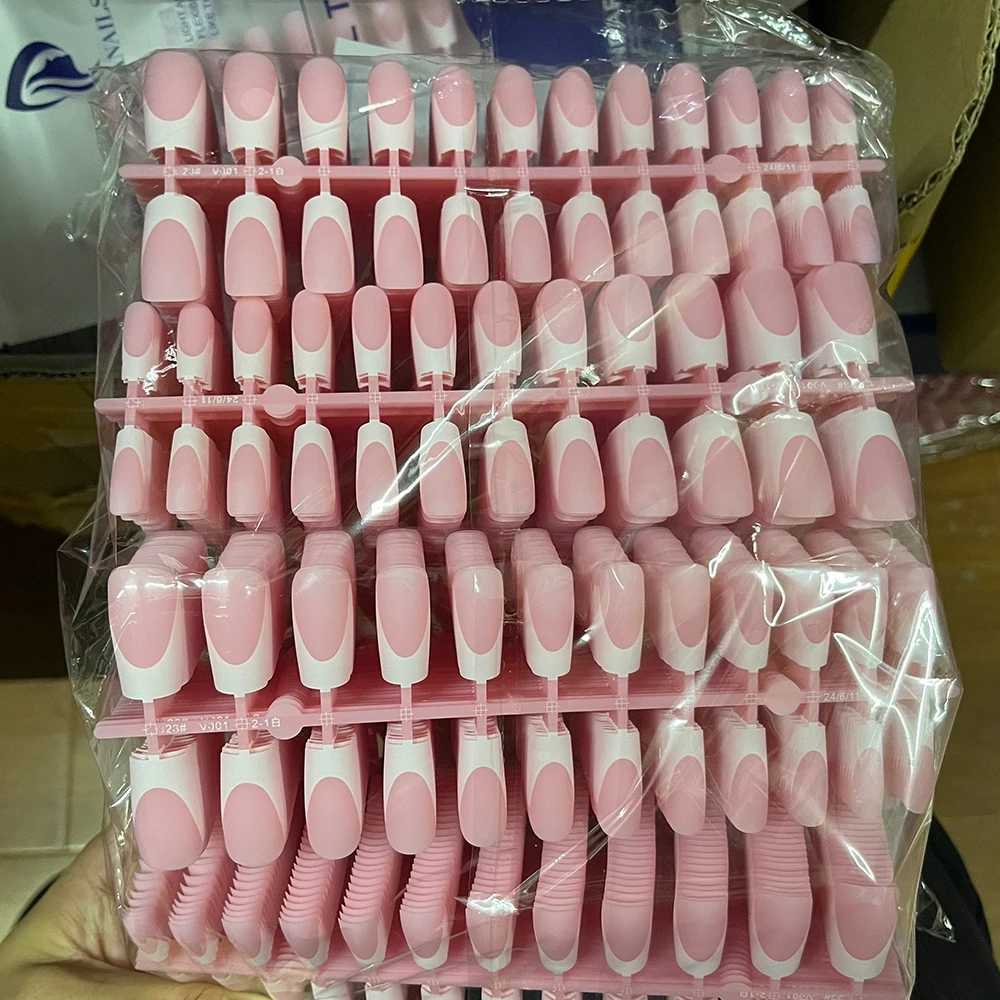 120Pcs Medium Long Square Acrylic French Fake Nails Full Cover Wearable French Press on Nails for Women Mixed Size False NailsXJ250110
