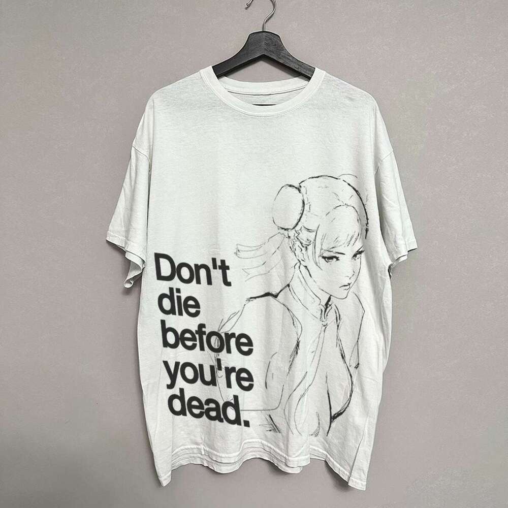 Washed cartoon anime character printed short sleeved men and women lazy style American fashion versatile half cut sleeves