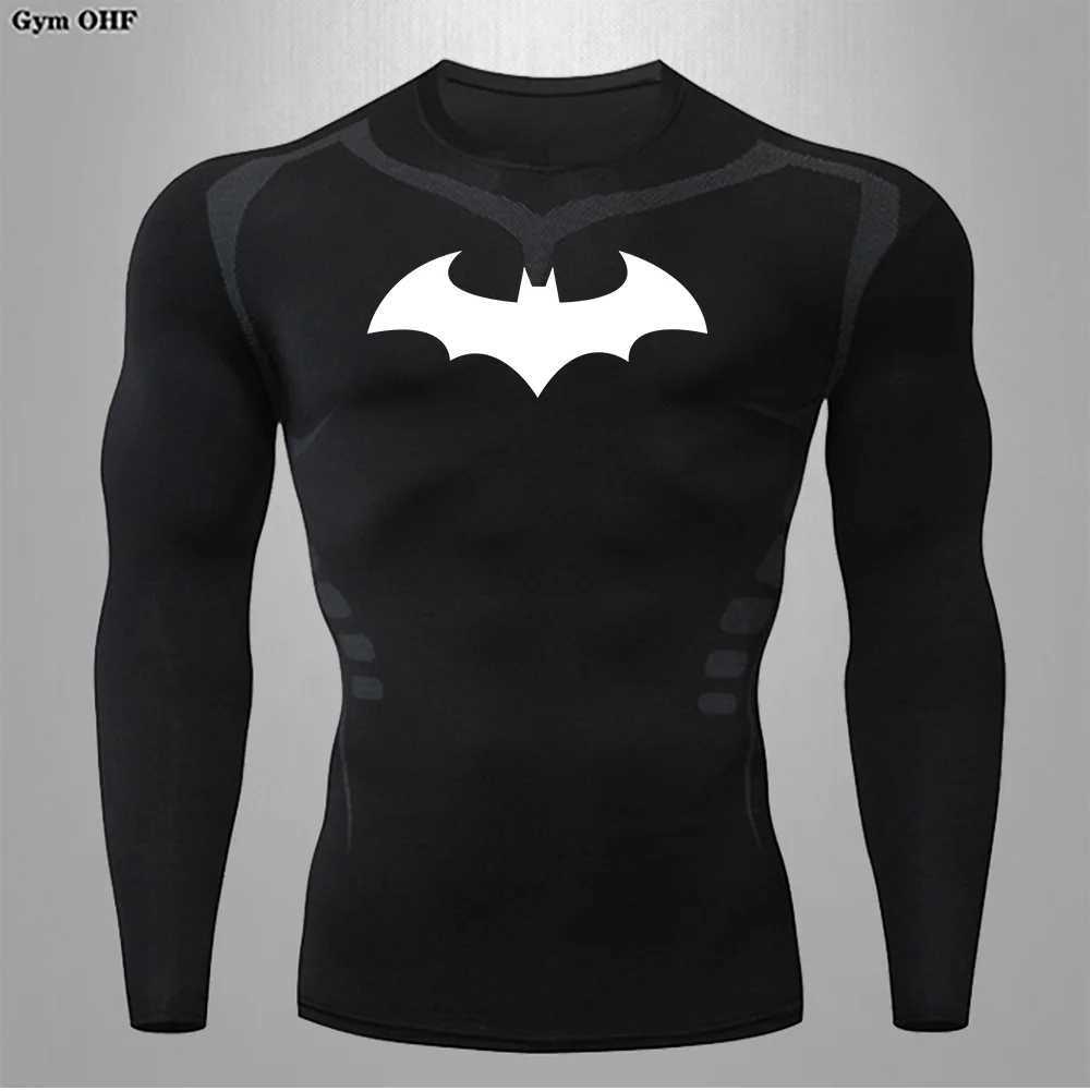 Mens Bat Compression Shirt Mens Long Sleeve Running T-shirt Sunscreen Second Breathable Fast Drying Rashgarda Top Sports W250111