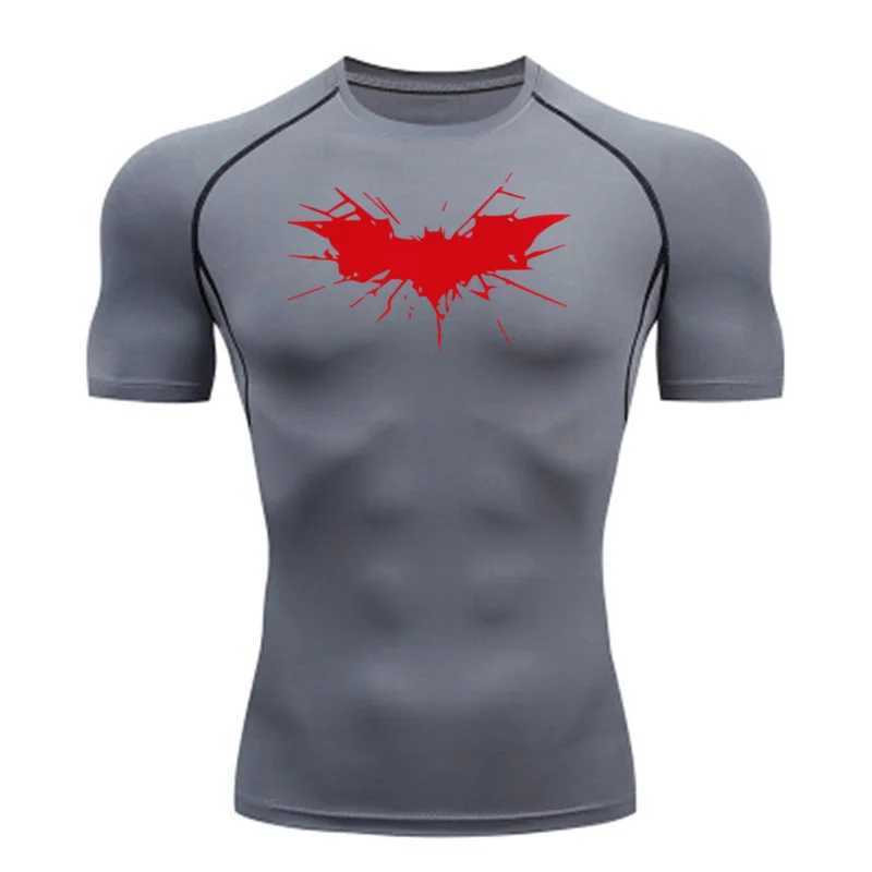 Printed mens sports compression shirt sports fast drying breathable rush protection sports tight training top summer mens style W250111