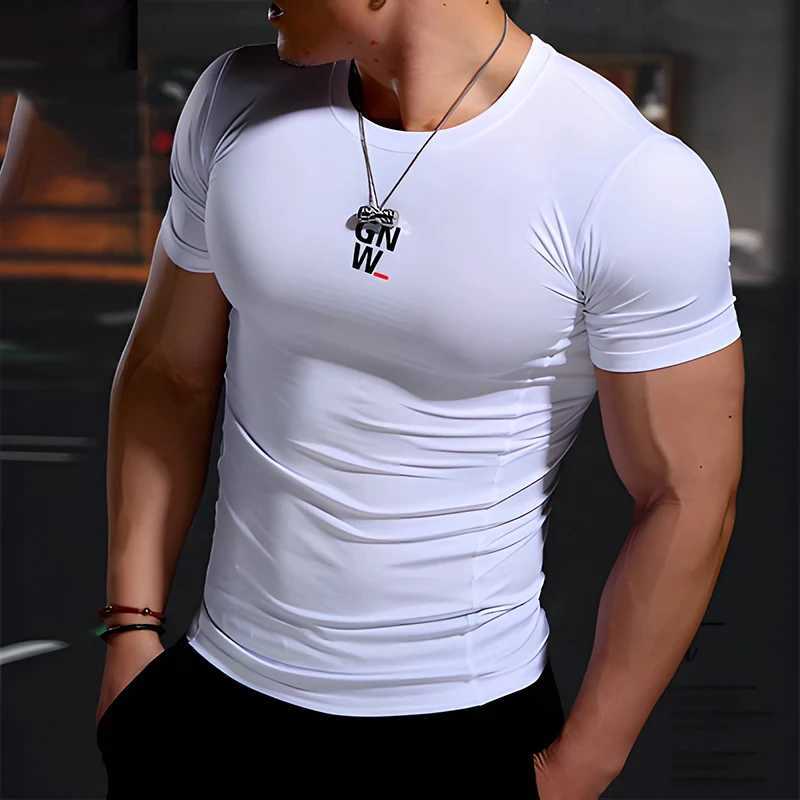 Summer Fitness Muscle Fitness Set Short Sleeve Quick Drying Training Running Exercise Elastic Tight Mens Sports T-shirt W250111