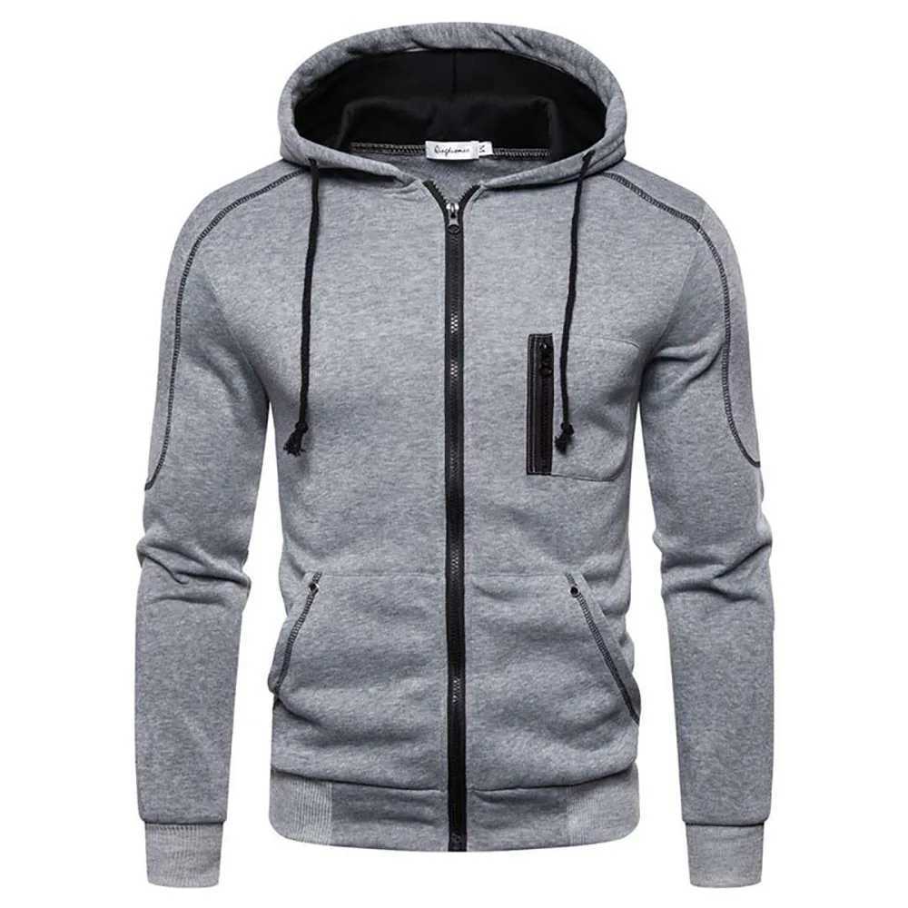 Mens jacket fashion hoodie long sleeved zipper hoodie wool sweater casual sportswear mens clothing plus size black Whi W250110