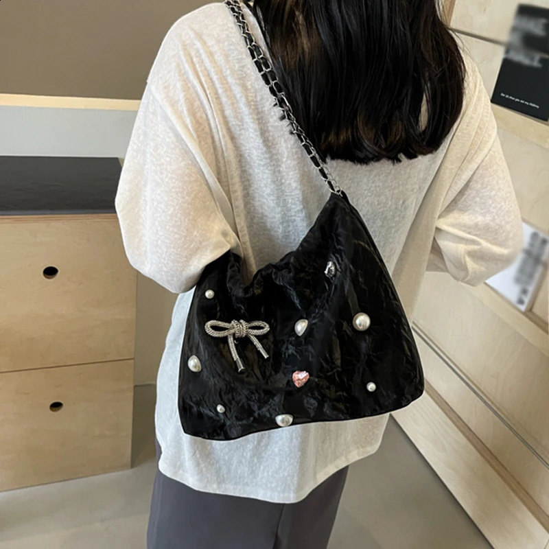 Bow Tote Fashionable Single Shoulder Underarm Bag Large Capacity Versatile 250106
