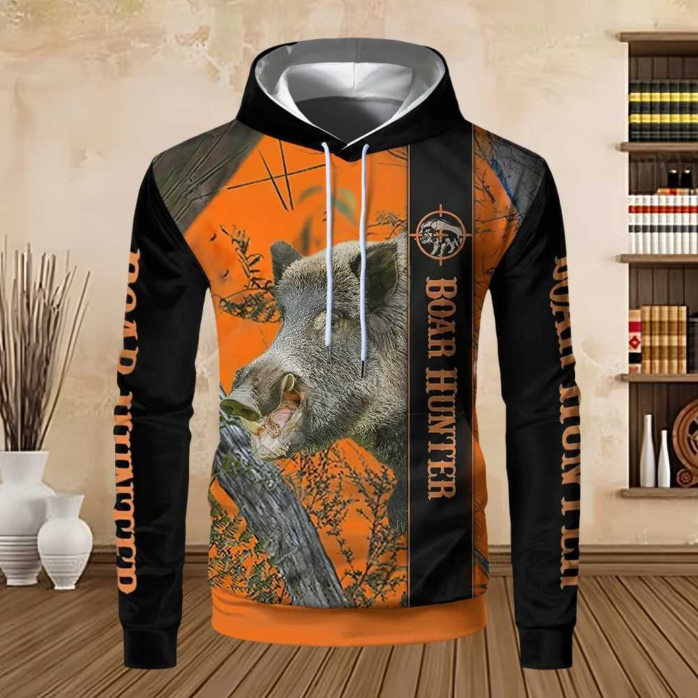 Mens Deer Hunting Sweatshirt Orange Camo 3D Printed Unisex Harajuku Kangaroo Pocket Casual Street Sweatshirt Pullover Hoodie W250110
