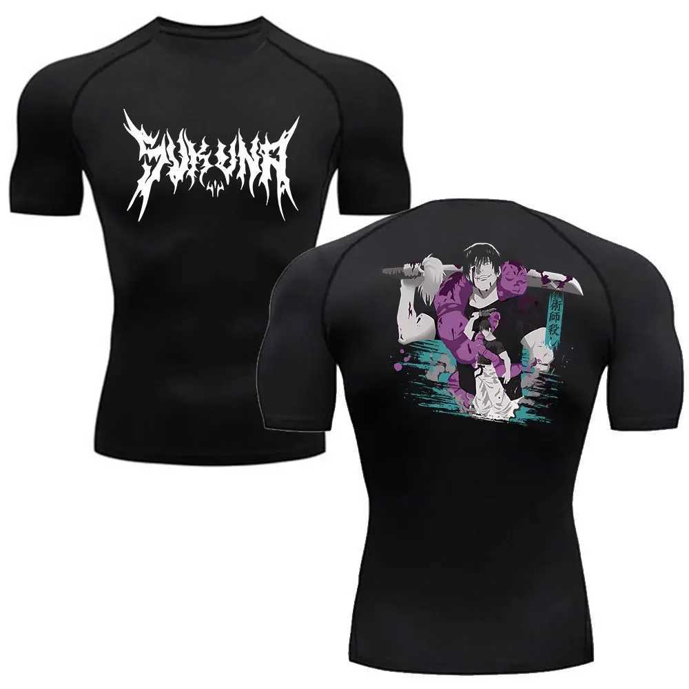 New anime printed thin compression shirt mens fitness running T-shirt summer outdoor cycling quick drying top S-3XL W250111