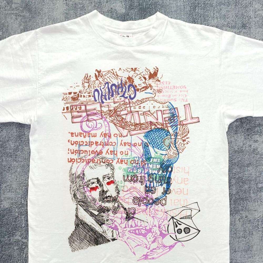 Inspiration American loose washed creative short sleeved T-shirt street Japanese manga style genderless hip-hop