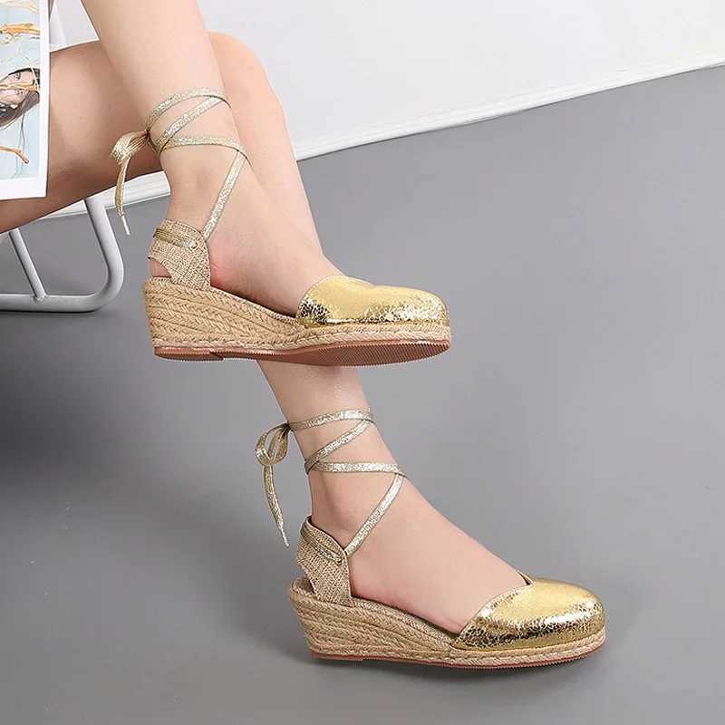 New Arrival Womens Wedge Sandals Ankle Shoulder Straps Womens Espadrillles Narrowband Closed Toes Womens Summer Shoes Womens Platform Sandals New Shoe