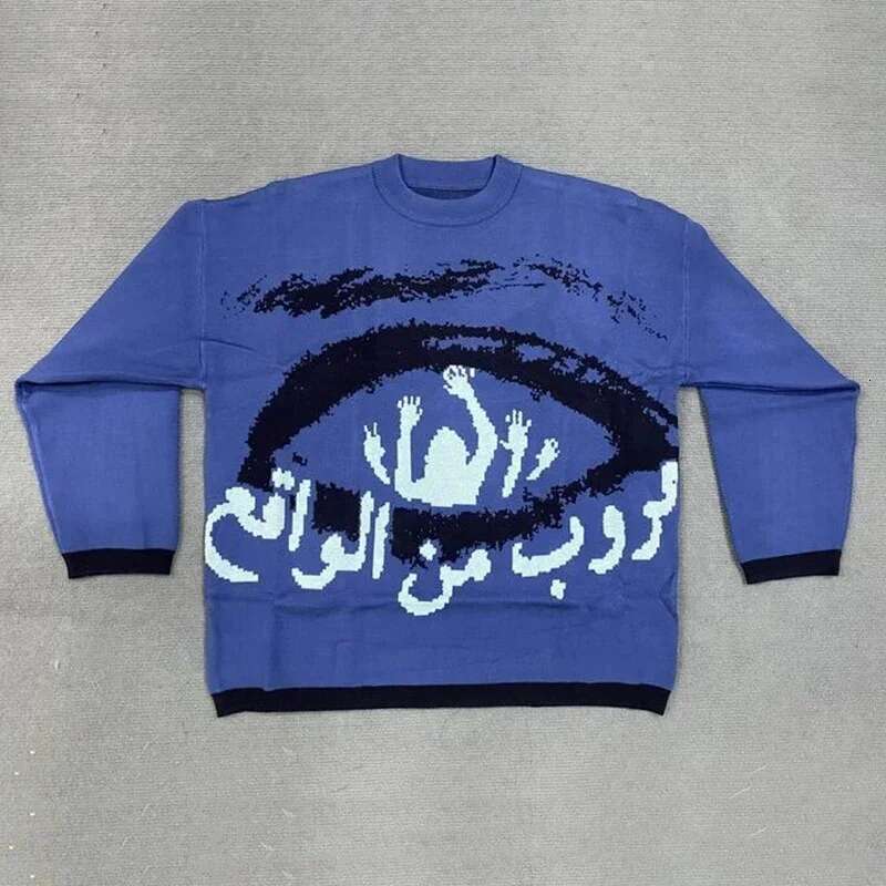 2024 European And American Ins Retro Loose Lazy Style Pullover Printed Knit Sweater Top