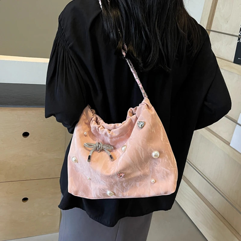 Bow Tote Fashionable Single Shoulder Underarm Bag Large Capacity Versatile 250106
