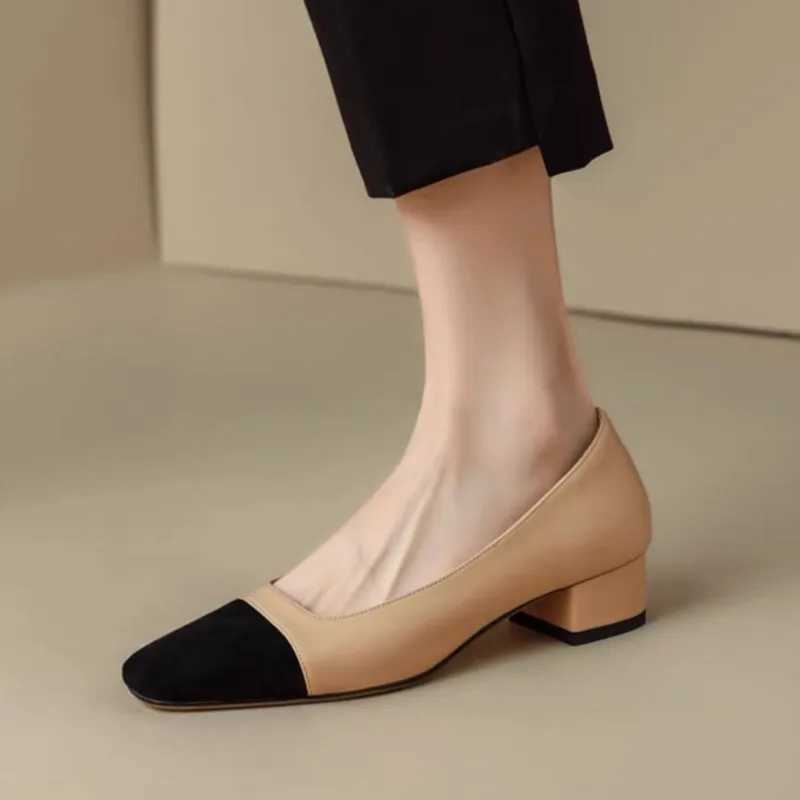 New Arrival Plus Size 42 Womens High Foot Pump Square Pedal Boat Shoes Patch Work Foot Dress Square Pedal Slide Basic Pump T250110