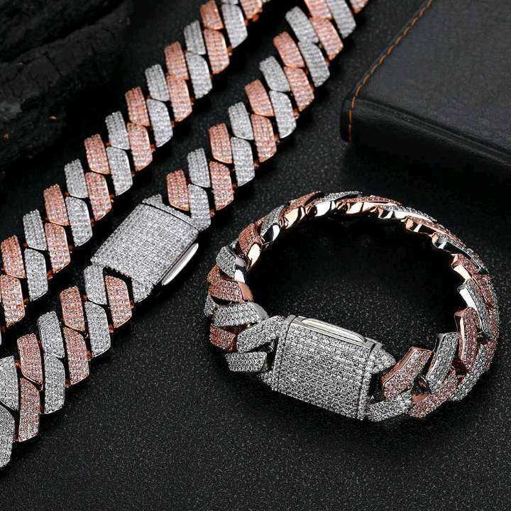 Designer necklace Luxury Elegant 13mm Raised Prong Set Cuban Chain Moissanite Studded Cuban Link Chains for Sale at Best Prices