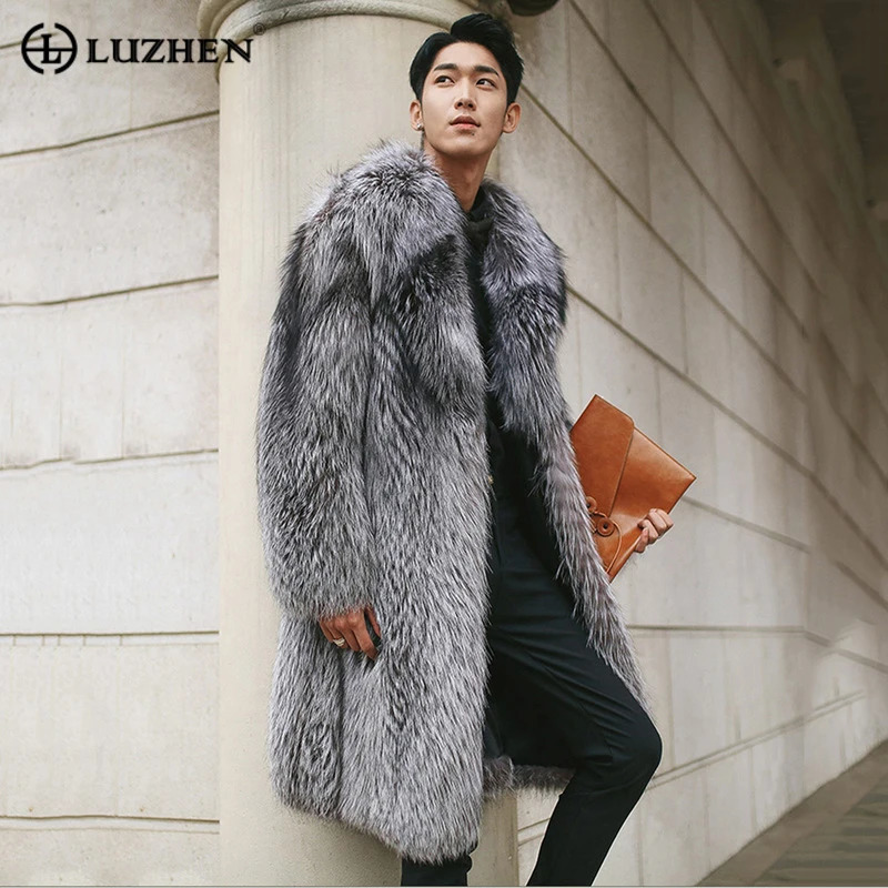 LUZHEN Winter Men Loose Mink Hair Coat Fashion Faux Fur Long Woolen Overcoat Trend Male Personality Clothes B10223 250107