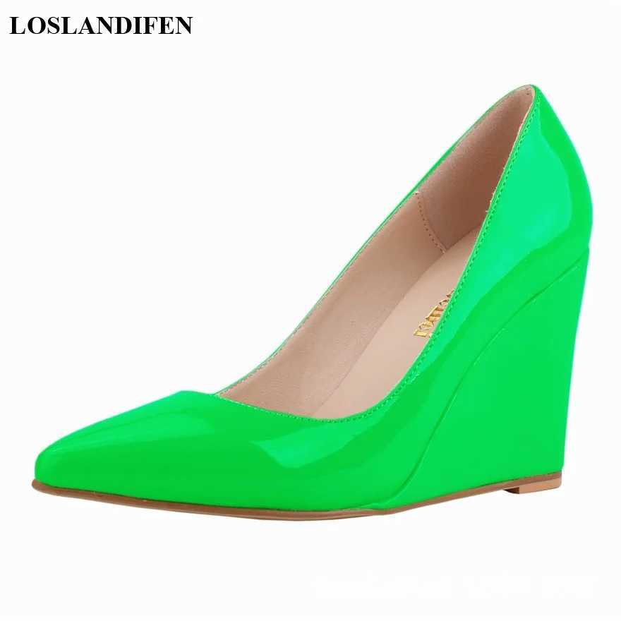 New Arrival 14 Color Womens Patent Leather Wedding Shoes Autumn Dot Toe Light Womens Pump Red Yellow High Heels Womens Wedding Shoes T250110