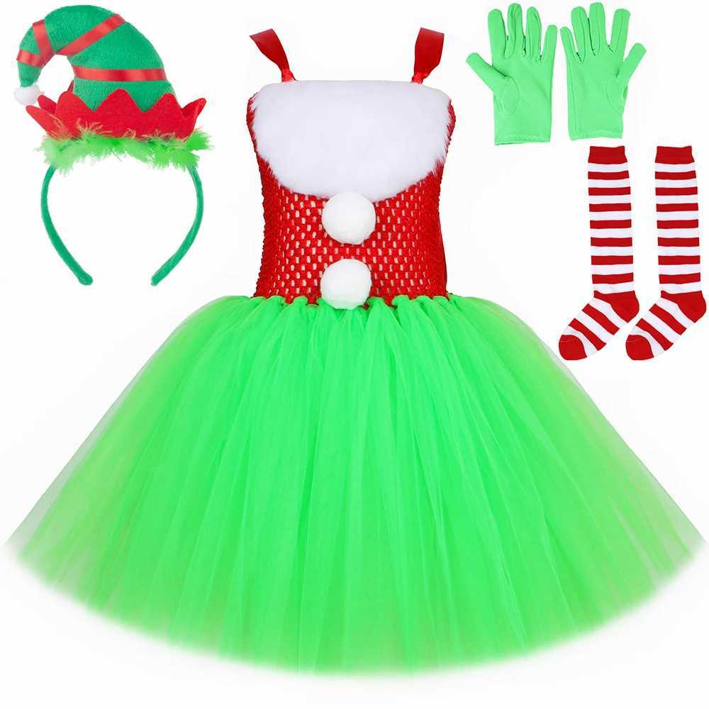 Grinc costume childrens Santa Tutu dress set green fur monster costume girls and toddlers Halloween Christmas Par costume W250111