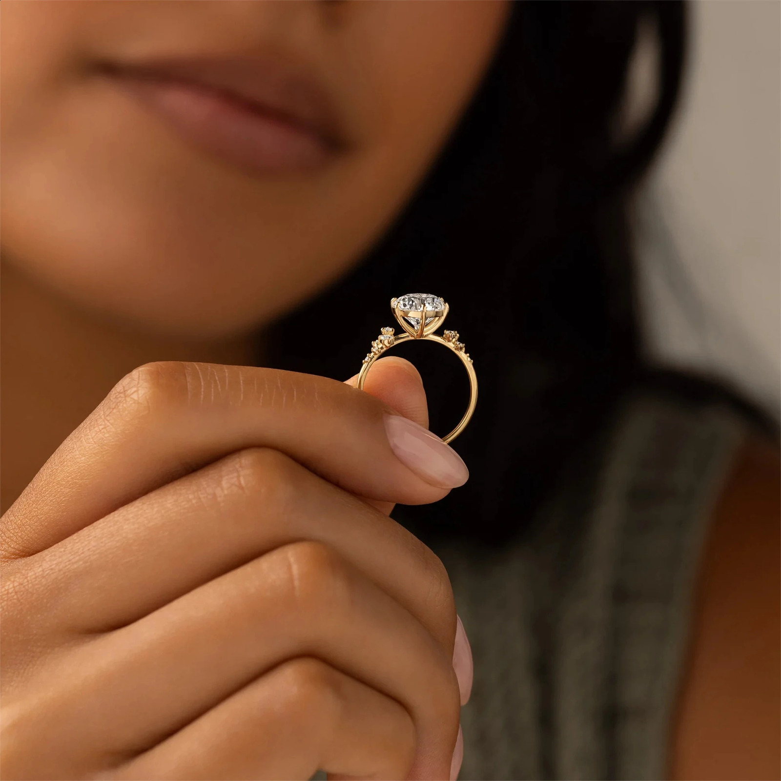 Natural Round Cut 925 Sterling Silver 1ct 2ct 3ct Ring for Woman Gold Plated Zircon Cluster Jewelry Anniversary Gifts 250106