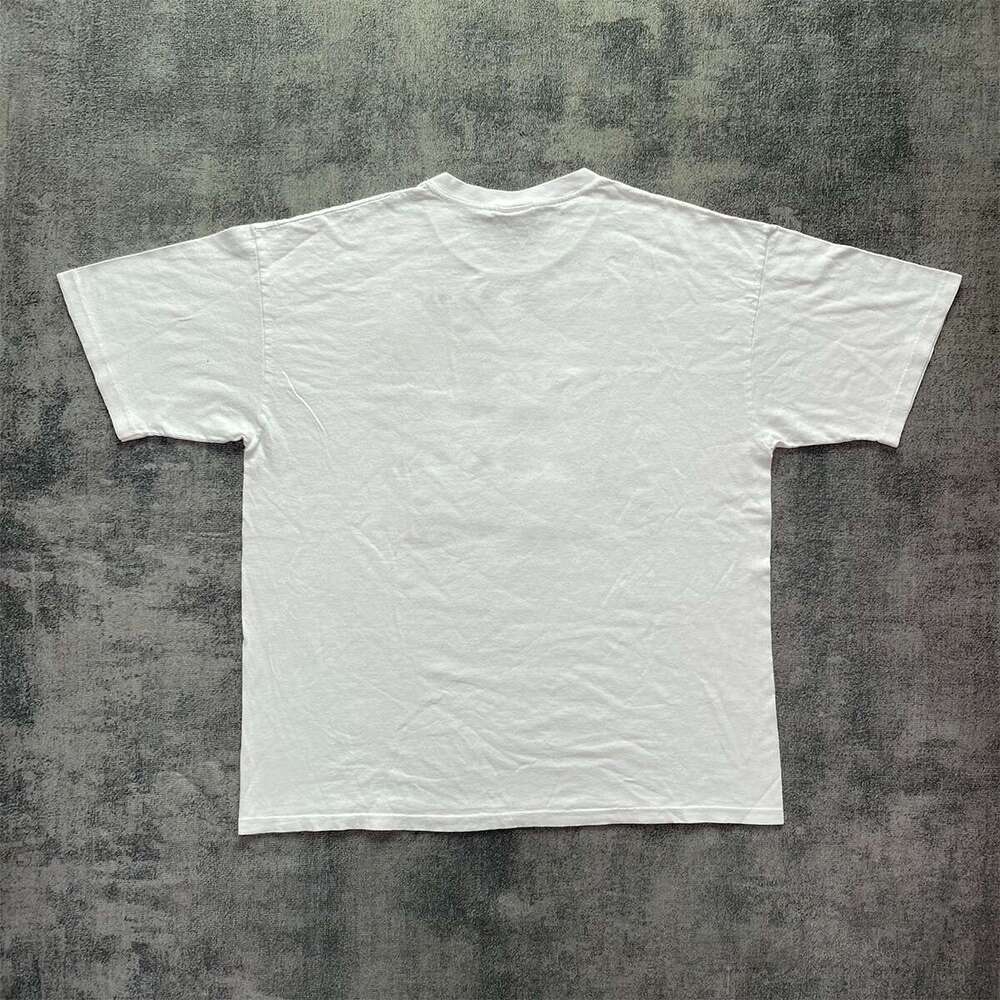 Inspiration Summer New Loose and Versatile Couple Hand drawn Personalized Printed Short Texture Top Half Sleeve