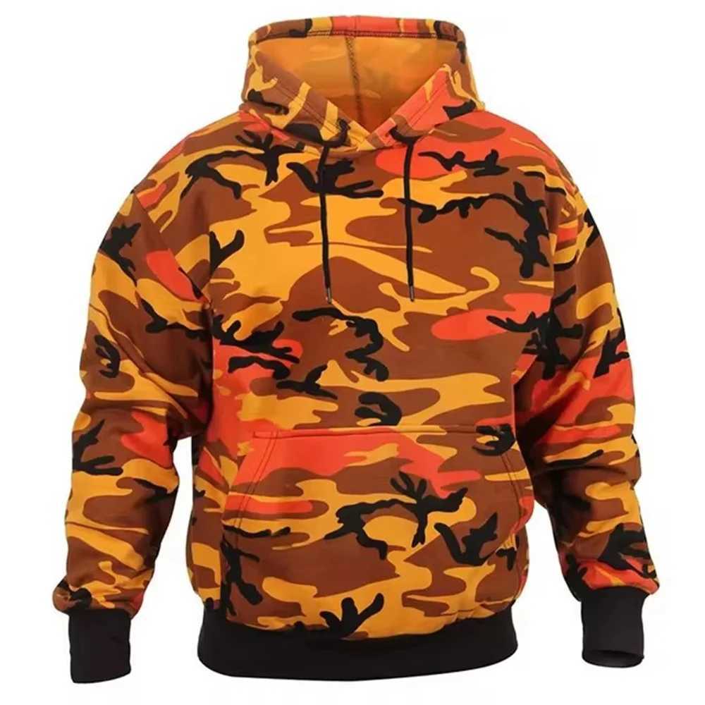 Military camouflage hoodie camouflage 3D printed mens and womens fashionable casual pull rod outdoor sports top W250110