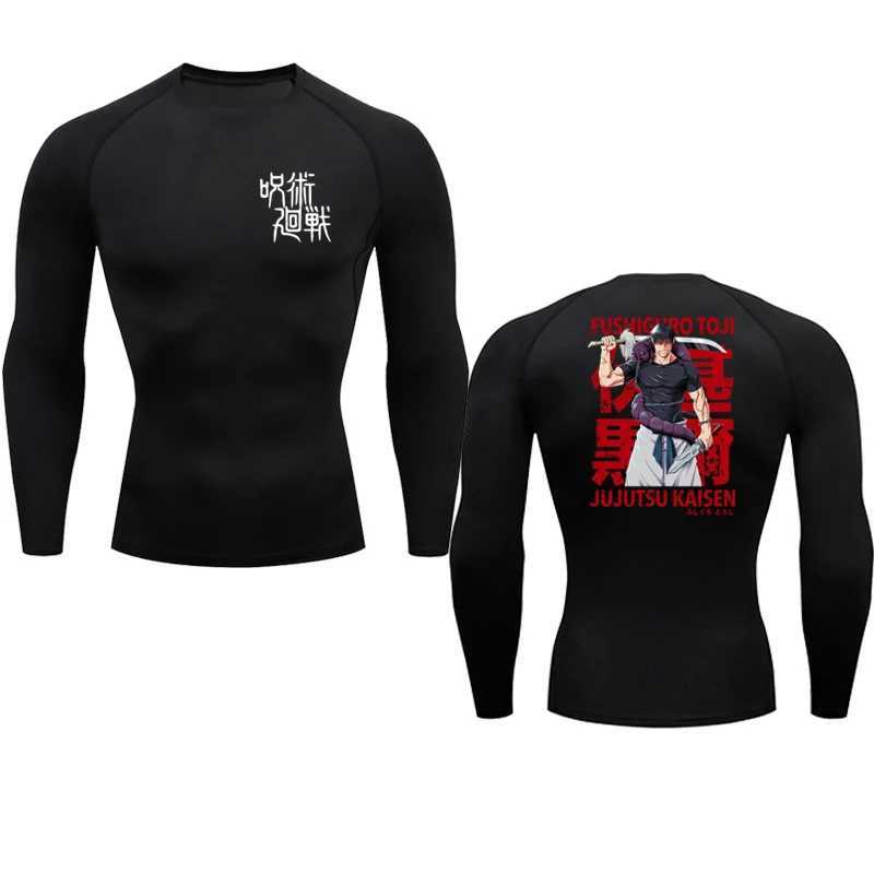 Anim mens compression long sleeved black gym exercise T-shirt quick drying breathable T-shirt top of fitness training track S-3XL W250111