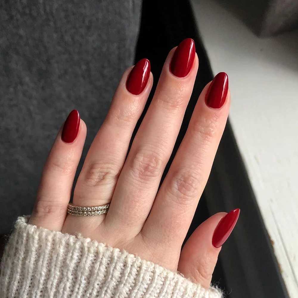 24pcs short false nail Red Oval Nail minimalist style press on nails suitable for women and girls daily wear reusableXJ250110