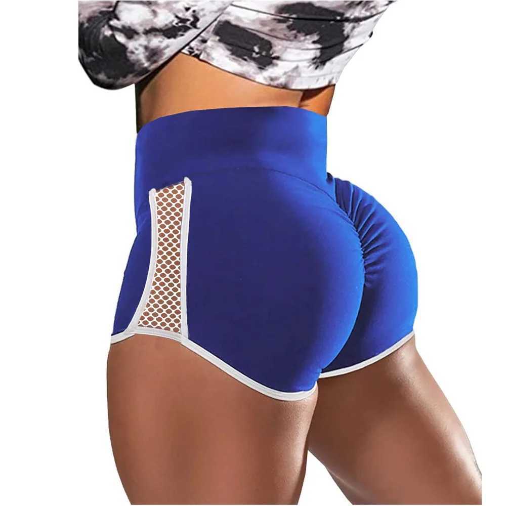 Summer High Waist Side Hollow Out Sport Shorts Fashion Slim Fit Short Women Stitching Stretchy Short for Run Exercise YogaXJ250111