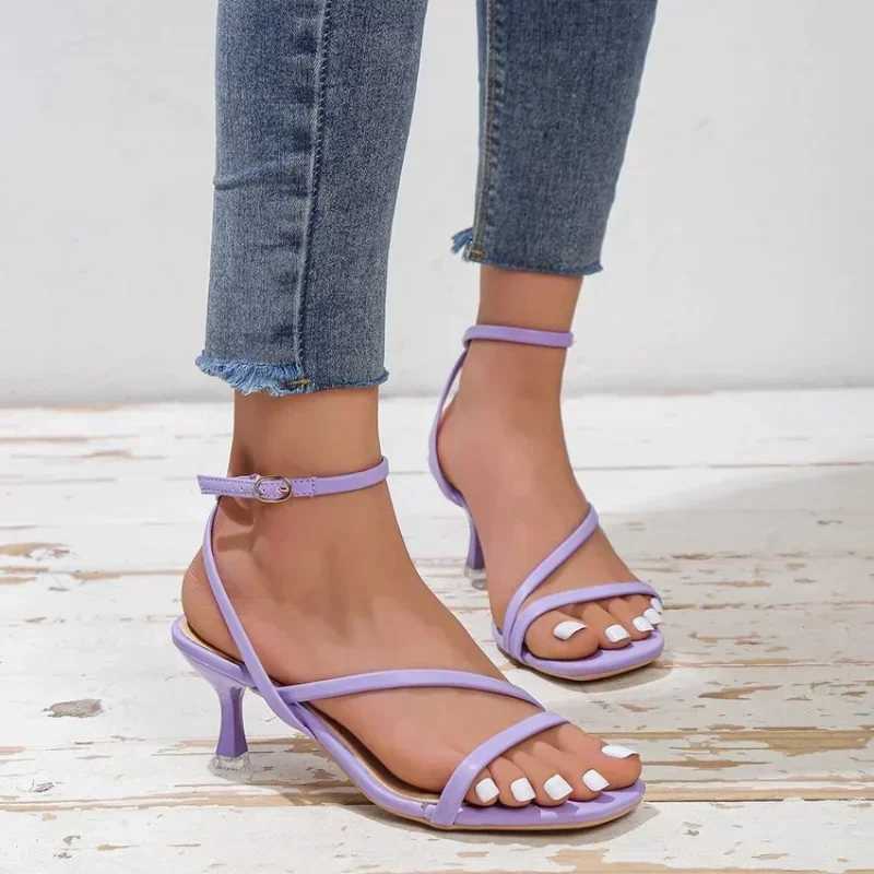 New Arrival New Summer Ultra Thin High Heel Sandals Womens Open Toe Sexy Casual Edition One Line Lace High Heel Shoes T250110