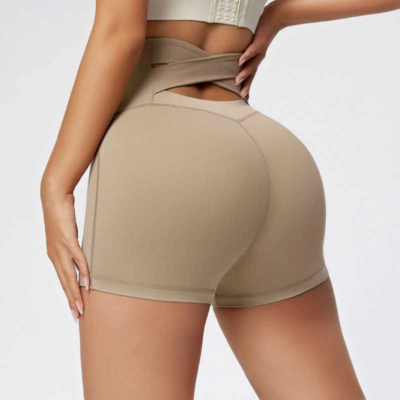 2024 High Quality Back Cross High Waist Hip Lift Shorts Sports Workout Fitness Biker Yoga ShortsXJ250111