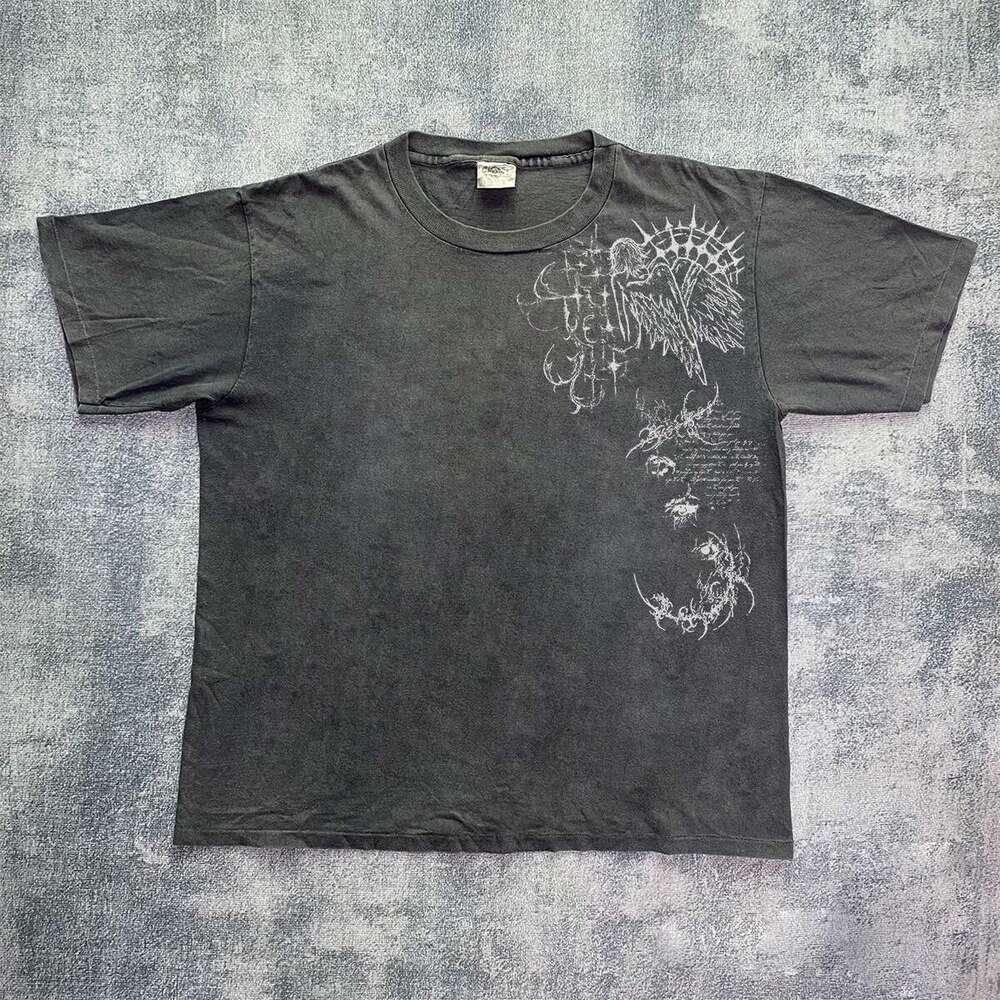 Inspiration Washed Non collision Shirt Summer Trendy Rascal Style T-shirt Printed Short Sleeve Top