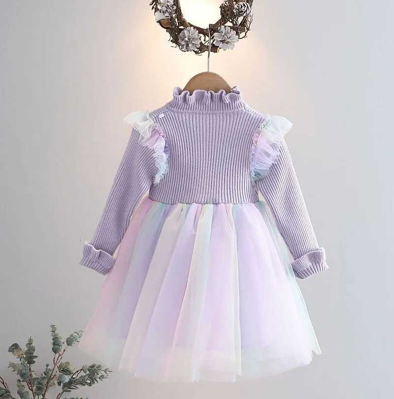 2025 Spring/Autumn Childrens Dress Flower Collar Glitter Childrens Dress Girl Frog Colorful High Thickness Preschool Girl Princess Dress W250111