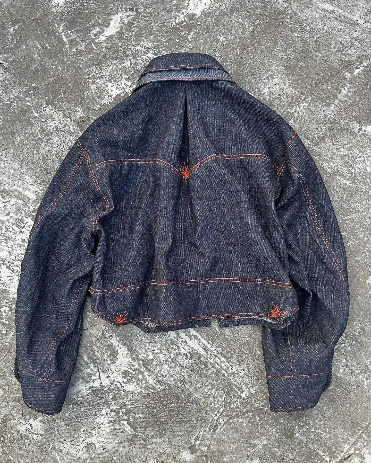 Star Embroidery Dark Blue Washed Retro Denim Jacket Punk Loose Multiple Pockets Double Collar Zipper Jacket Fashion Men Clothing 250110