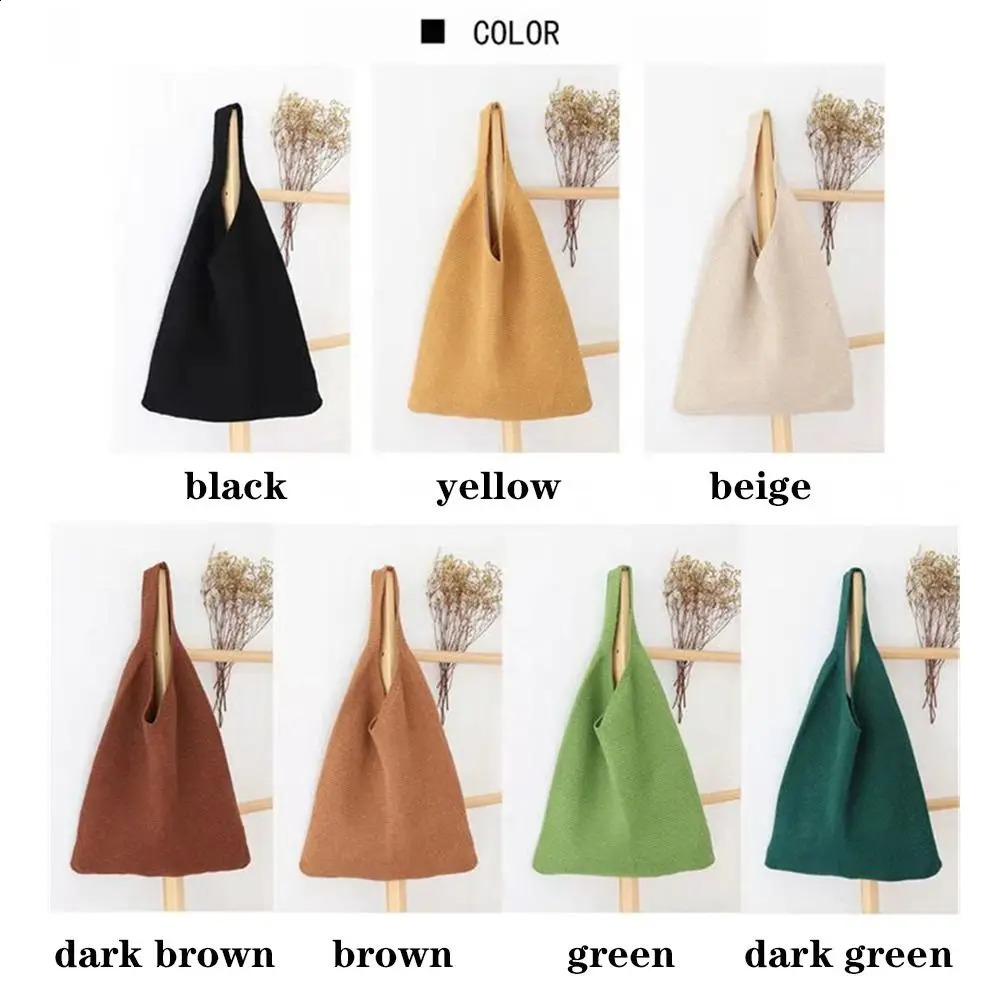 Women Large Capacity Hollow Woven Shoulder Bags Knitting Solid Color Handbags Crochet Hobo Bag Female Shopping Tote Bags 250106