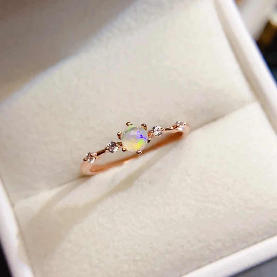 FS 4mm Natural Opal S925 Pure Silver Ring Suitable for Women Exquisite Fashion Charm Wedding Jewelry MeiBaPJ Certificate W250111
