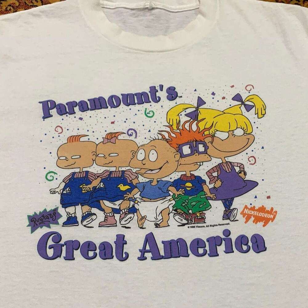 Rugrats Little mischievous soldier cartoon printed short shirt for men, nostalgic and niche, cute half sleeved