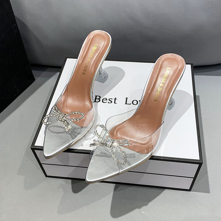 Women Slippers New Fashion Pointed Toe Diamond Design Plus Size Versatile Triple Silver Red Green Free shipping