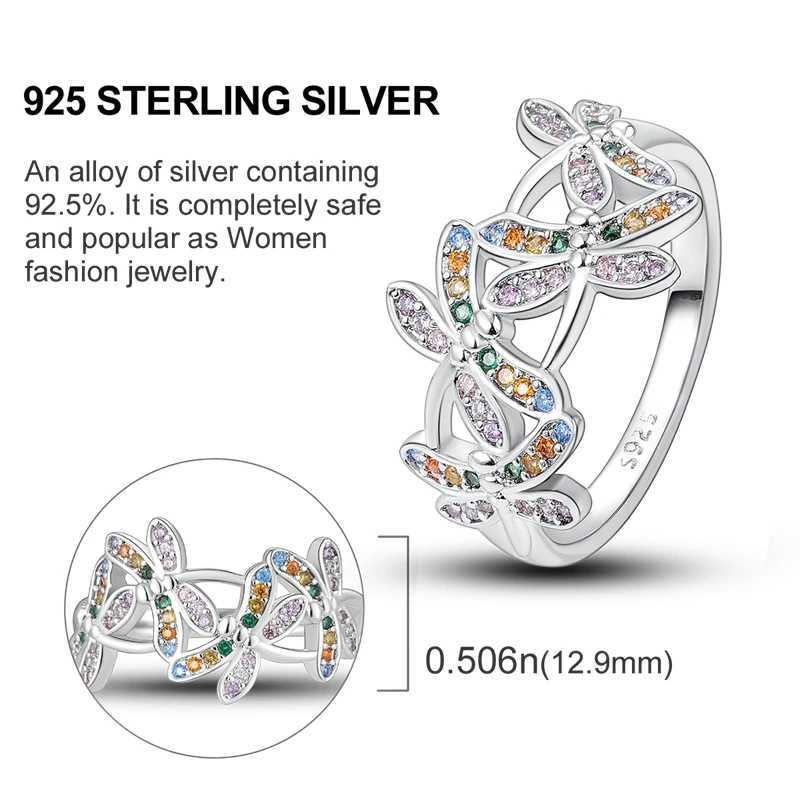 Original 925 sterling silver womens finger ring silver cocktail ring geometric butterfly circular luxury jewelry W250111