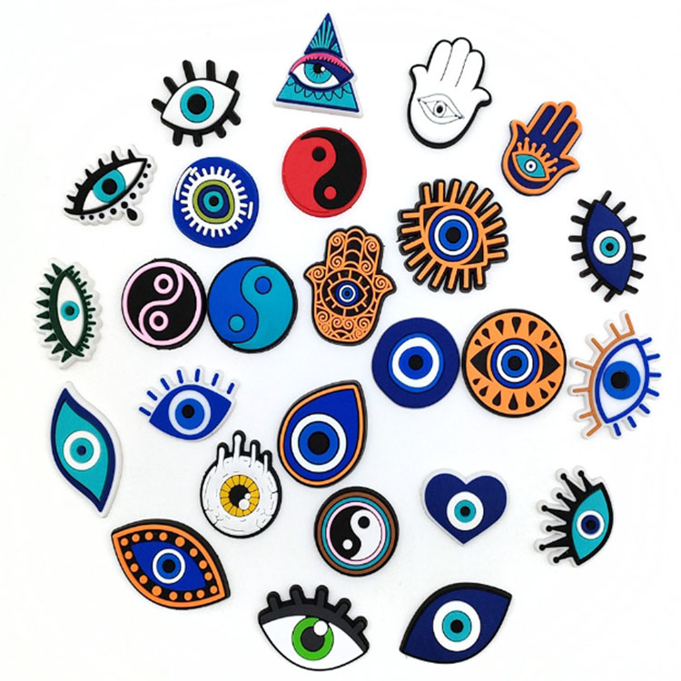 eye shape shoe flowers decoration buckle garden shoe part accessories clog charms 26 styles moq 100 pcs