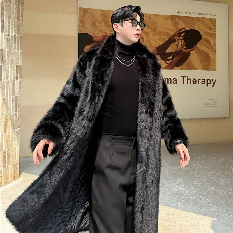 LUZHEN 2024 Winter Thickening Warm Fur Coat Trend Fashionable Niche Long Korean Mens Temperament Outerwear LZ7985 250107
