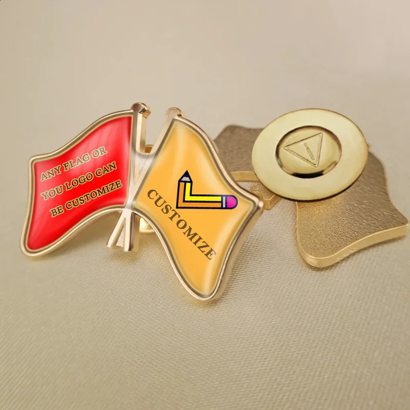 World Any Two Countries And Areas Crossed Double Friendship Flags Lapel Pins 250103