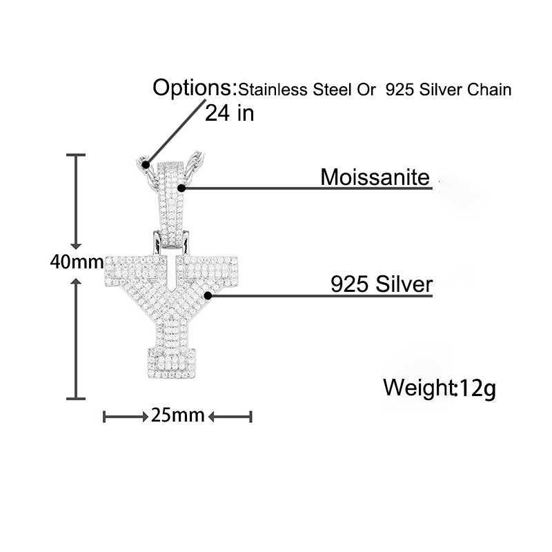 Stylish Gold-Plated Moissanite Pendant for Men - Sterg Sier Chain Iced Out Design Essential Hip Hop Accessory