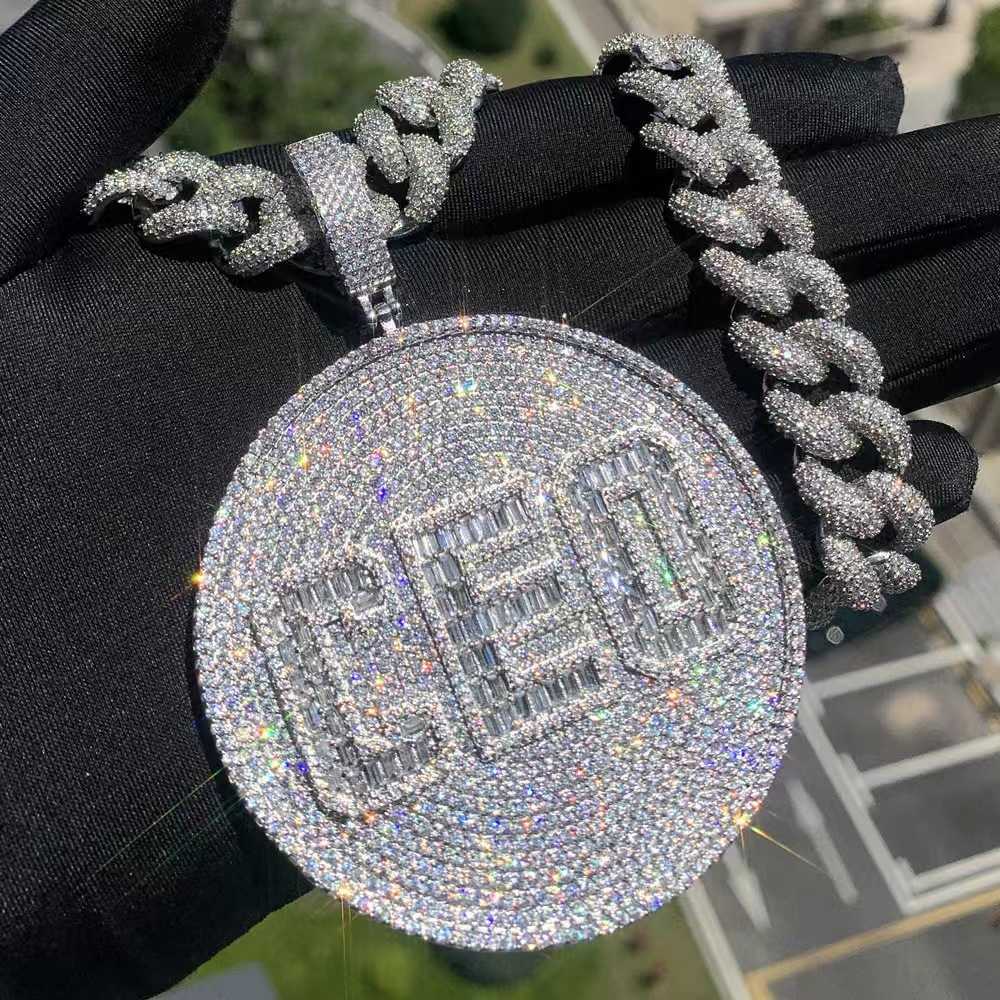 2025 Designer necklace Pass Diamond Tester Iced Out Moissanite Name Pendant Custom 925 Silver VVS Diamond Hip Hop Letter Pendant Link Chain For Rapper