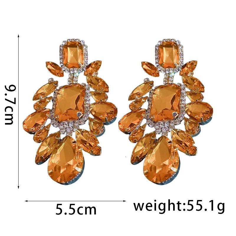 Orange Rhinestone Mens Geometric Earrings Retro Exaggerated Drop Earrings Temperature Party Accessories Girl Gifts 250110
