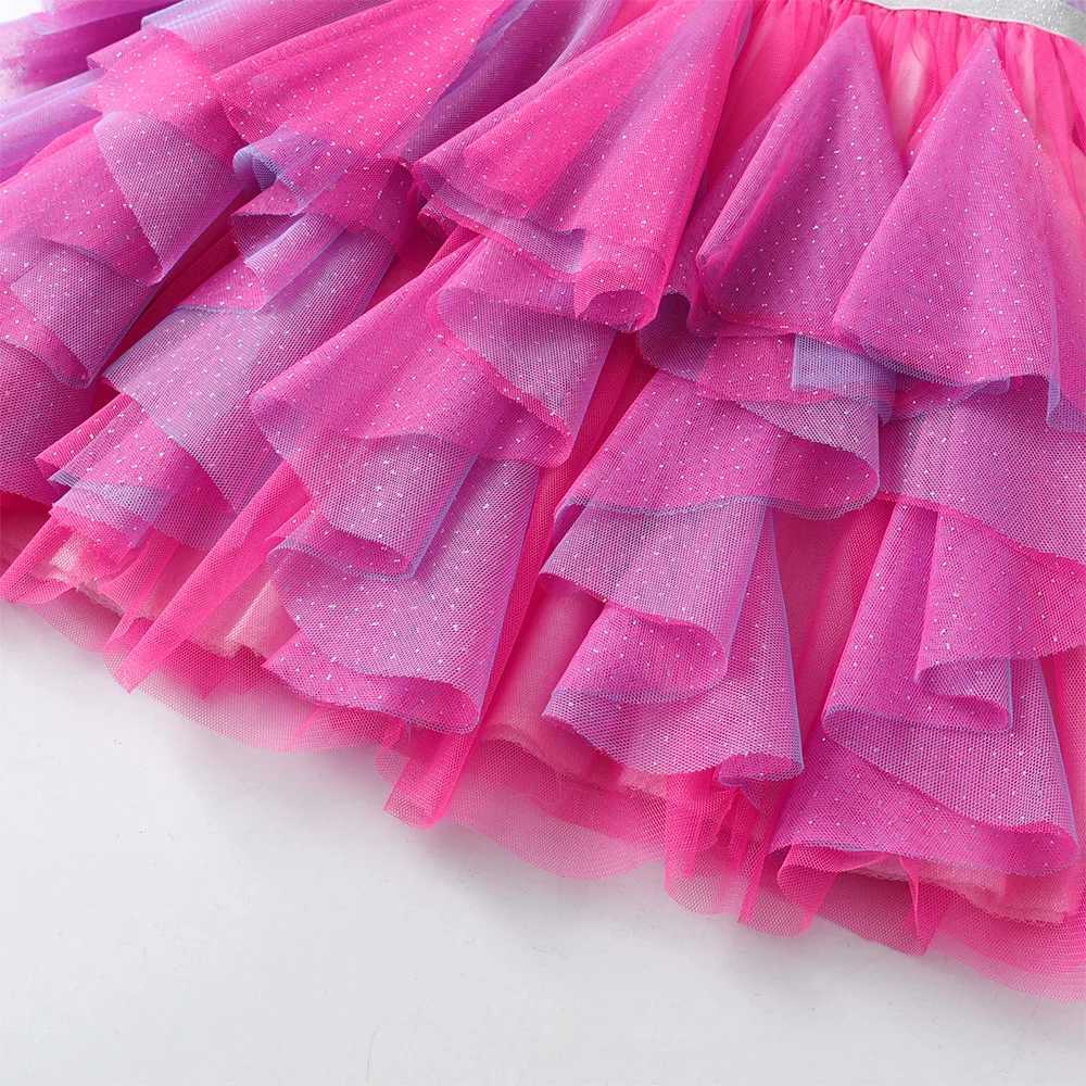 VIKITA girls heart-shaped design dress childrens short sleeved summer dress childrens mesh chiffon layered cake irregular Tutu dress W250111