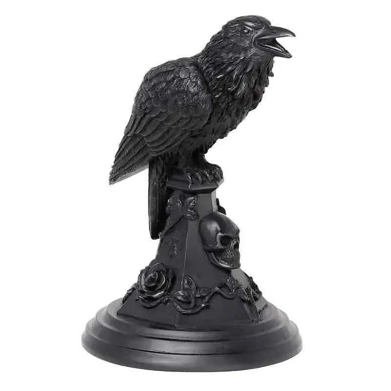 High Quality Gothic candle holders used for table decoration Halloween owls crows candle holders resin statues and home decor T250111