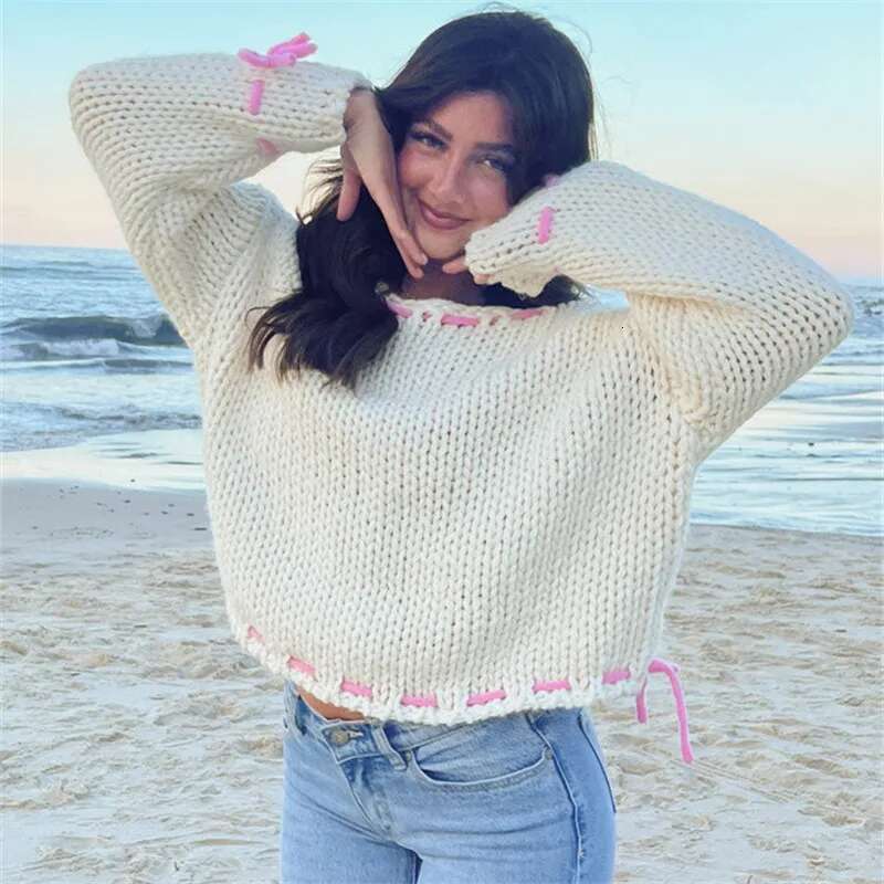 Gaono Women Y2k Long Sleeve Loose Sweater Top Teen Girls 90S Aesthetic Graphic Knit Pullovers Streetwear Fall Winter