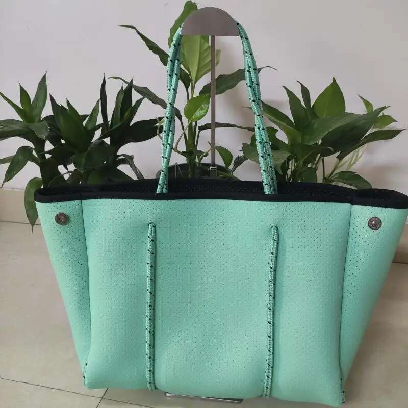 Casual Neoprene Large Capacity Tote Solid Color Women Shoulder Bags Waterproof Lady Handbags Summer Beach Bag Travel Big2022